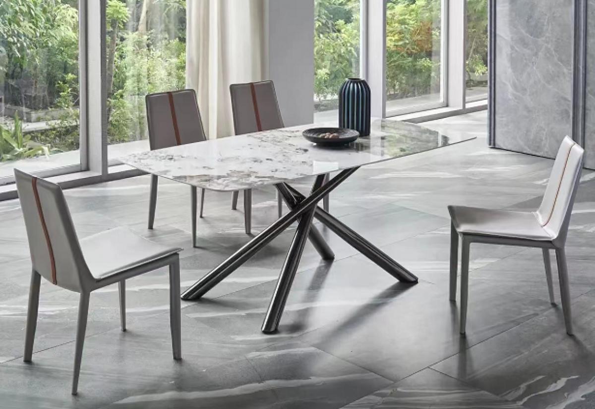 Mesa JAZZ, metal negro, tapa de cristal templado, 160x90 cms