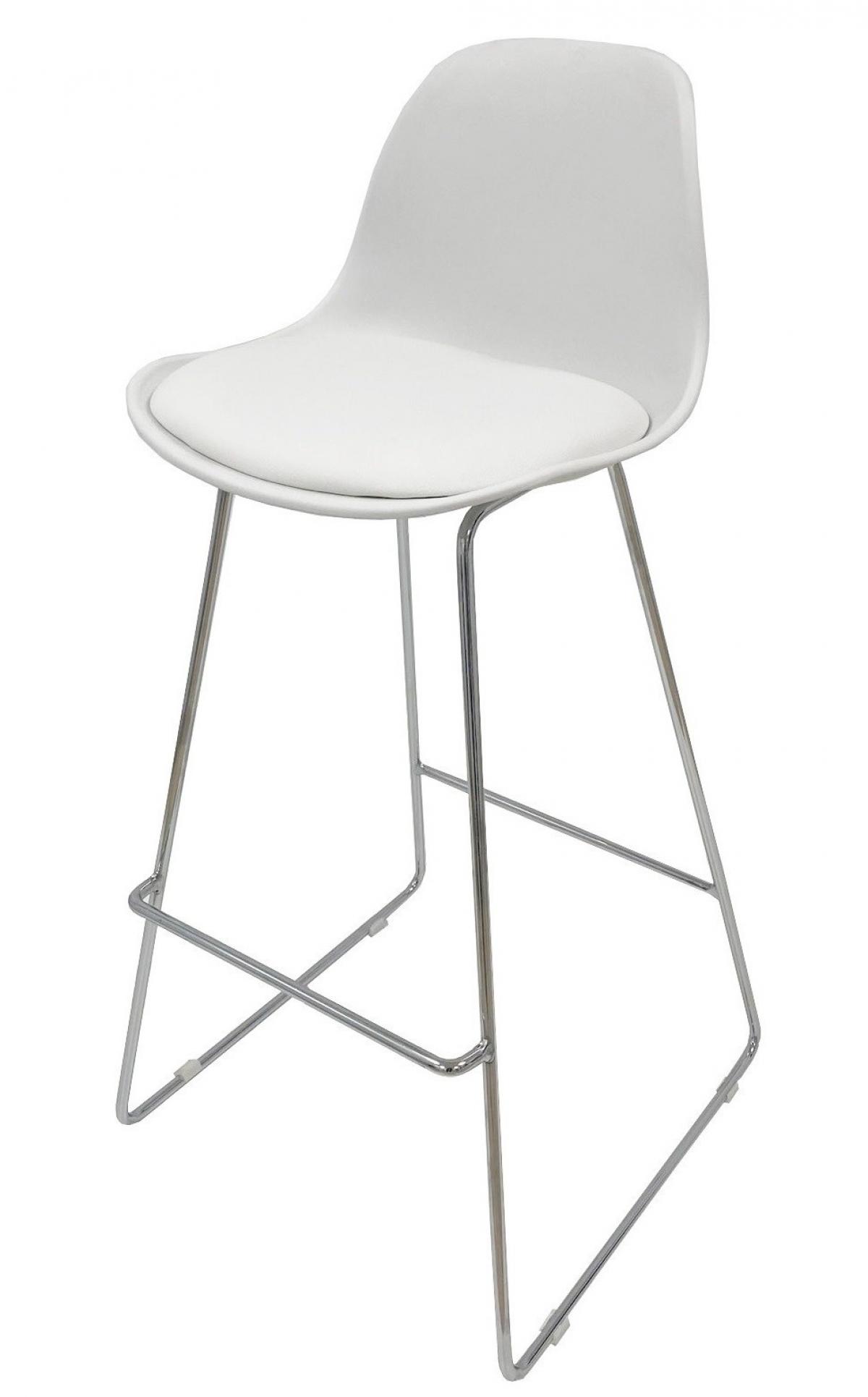 Taburete TOW FIBB, cromado, carcasa y tapizado blanco
