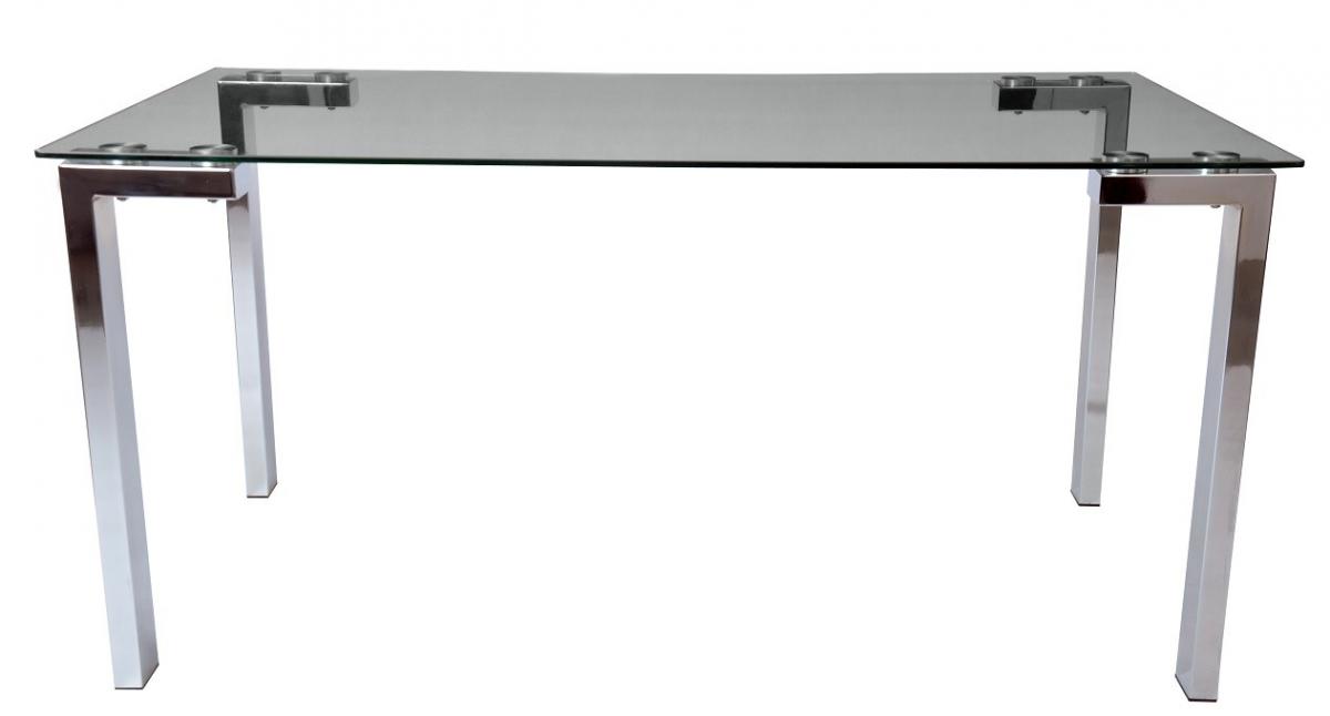 Mesa LAINEY 160 (M), cromada, cristal, 160x90 cms