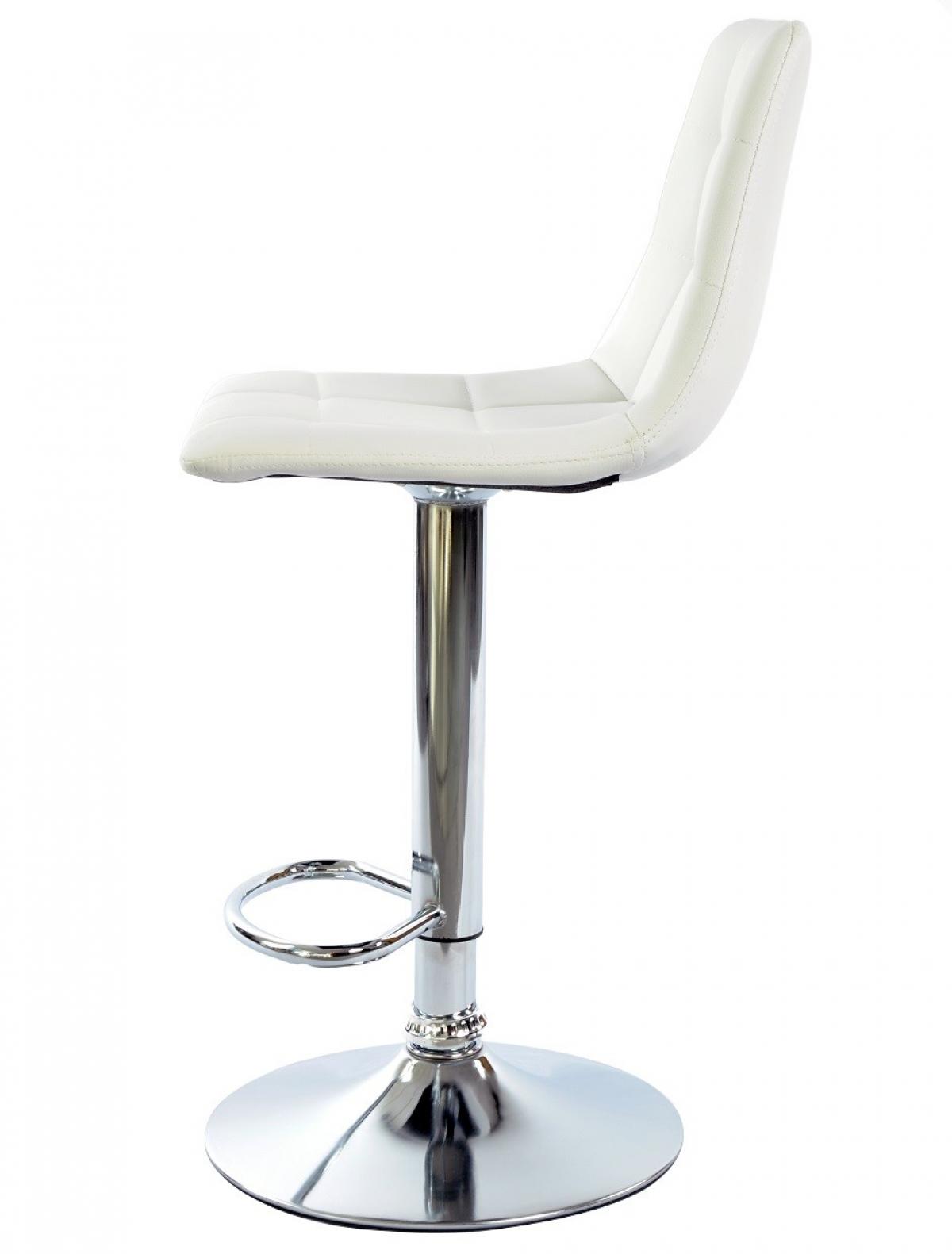 Taburete DESEO NEW (M), cromado, similpiel blanca