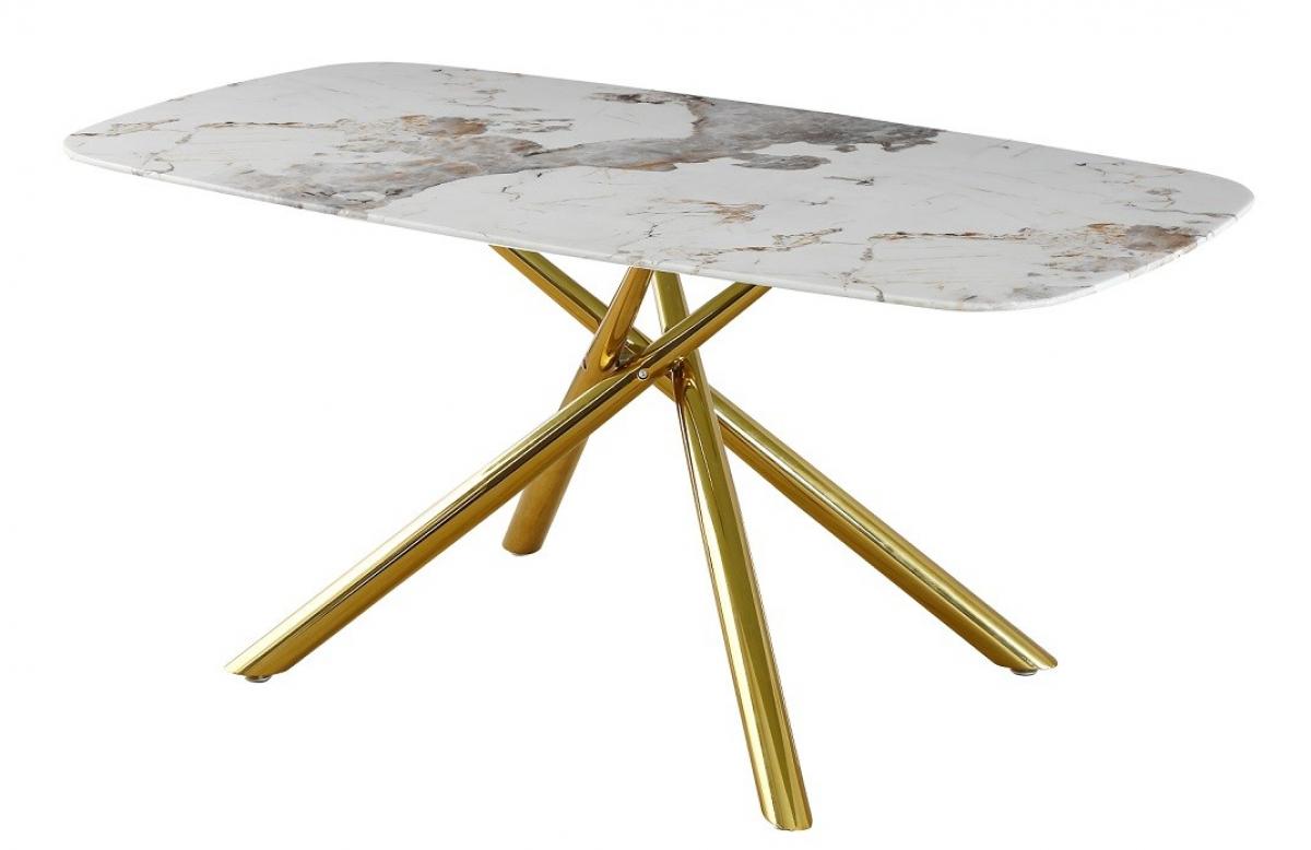 Mesa JAZZ, metal dorado, tapa de cristal templado, 160x90 cms
