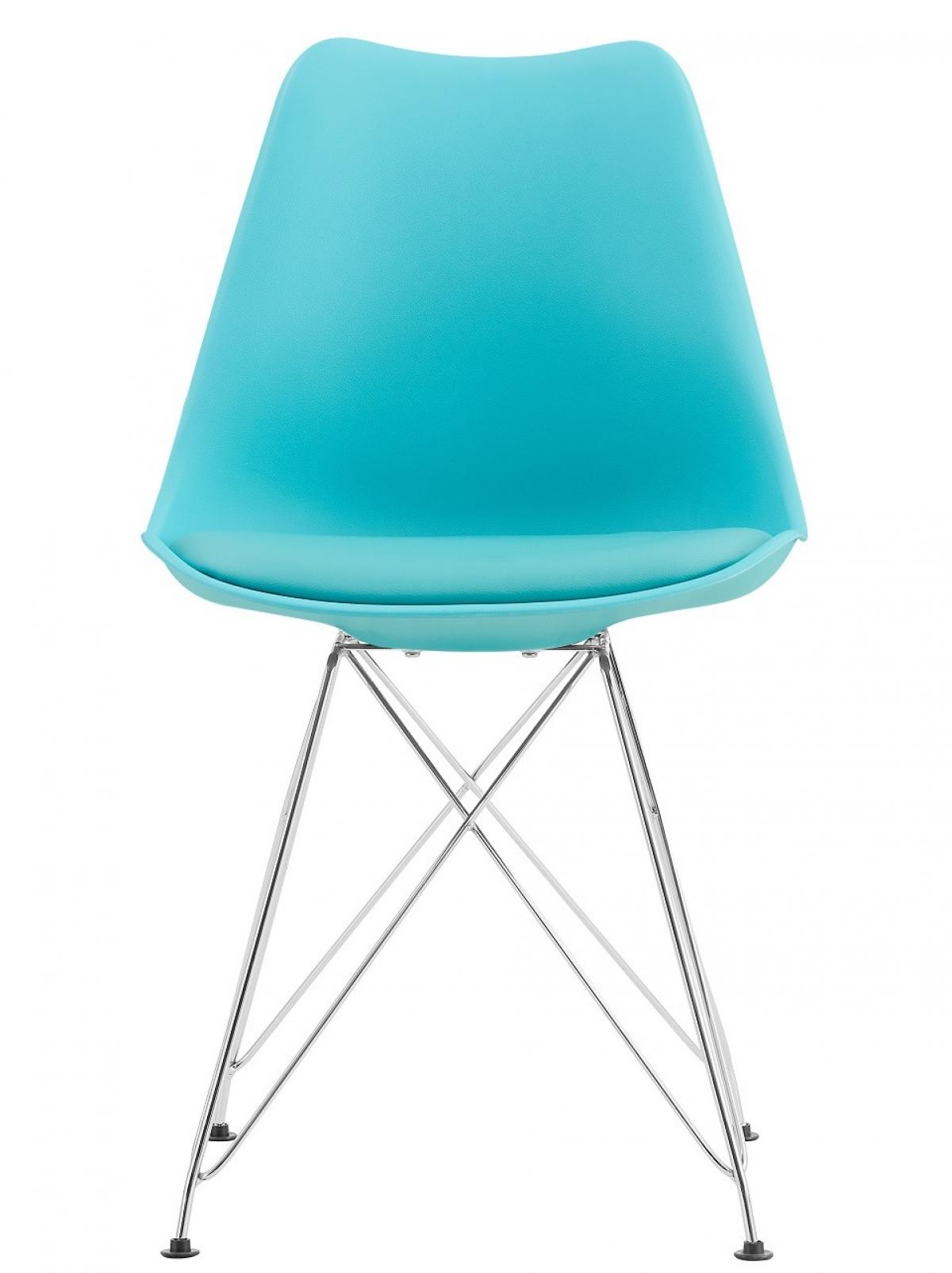 Silla BELLA (SU), cromada, carcasa y cojín turquesa