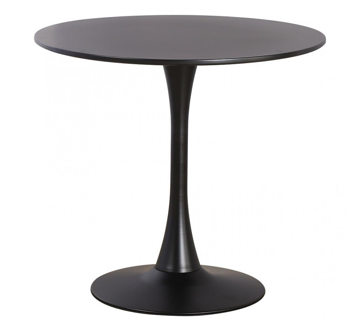 Mesa TUL (TO), base de metal, tapa lacada negra, 80 cms de diámetro