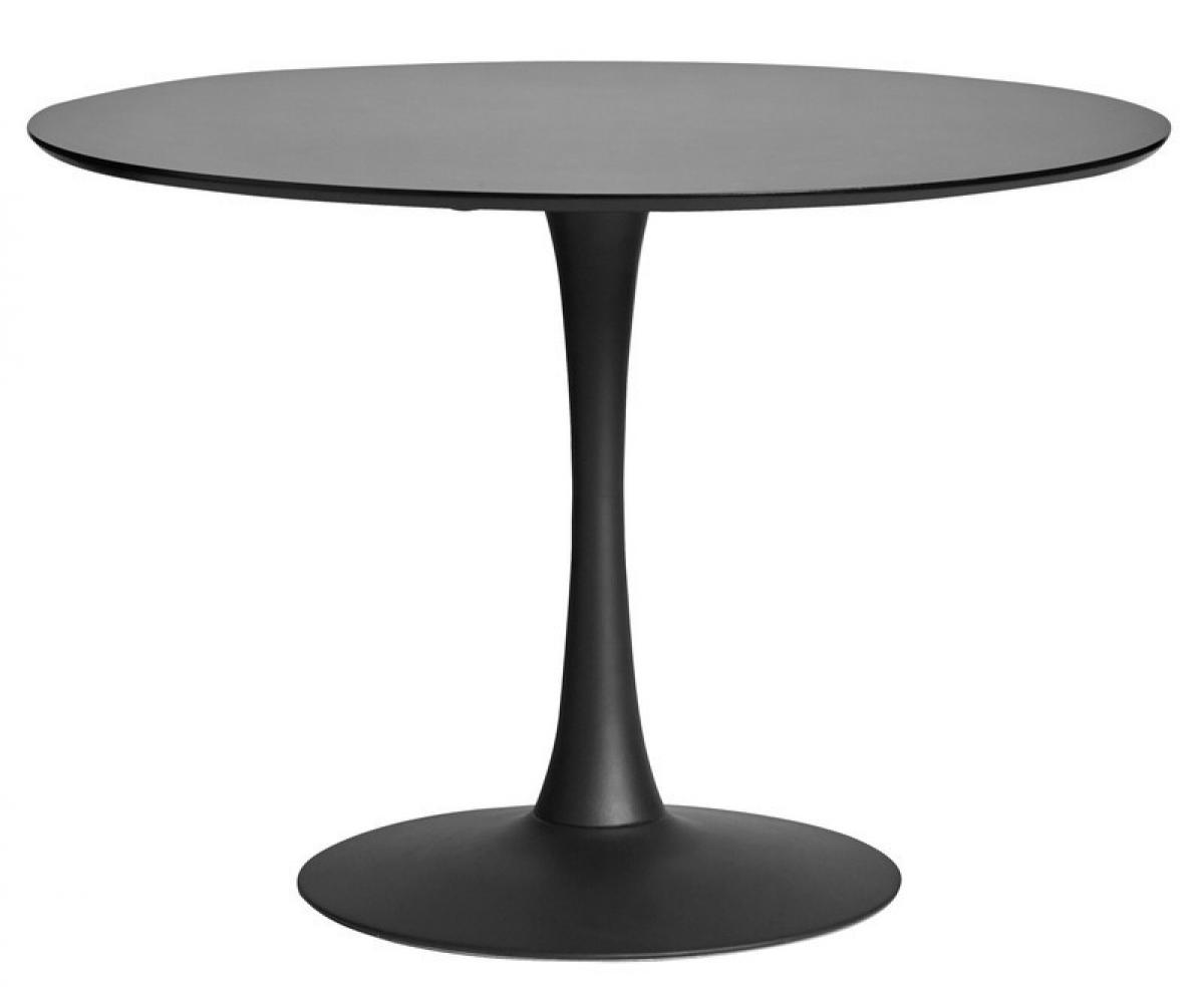 Mesa TUL (TO), base de metal, tapa lacada negra, 100 cms de diámetro