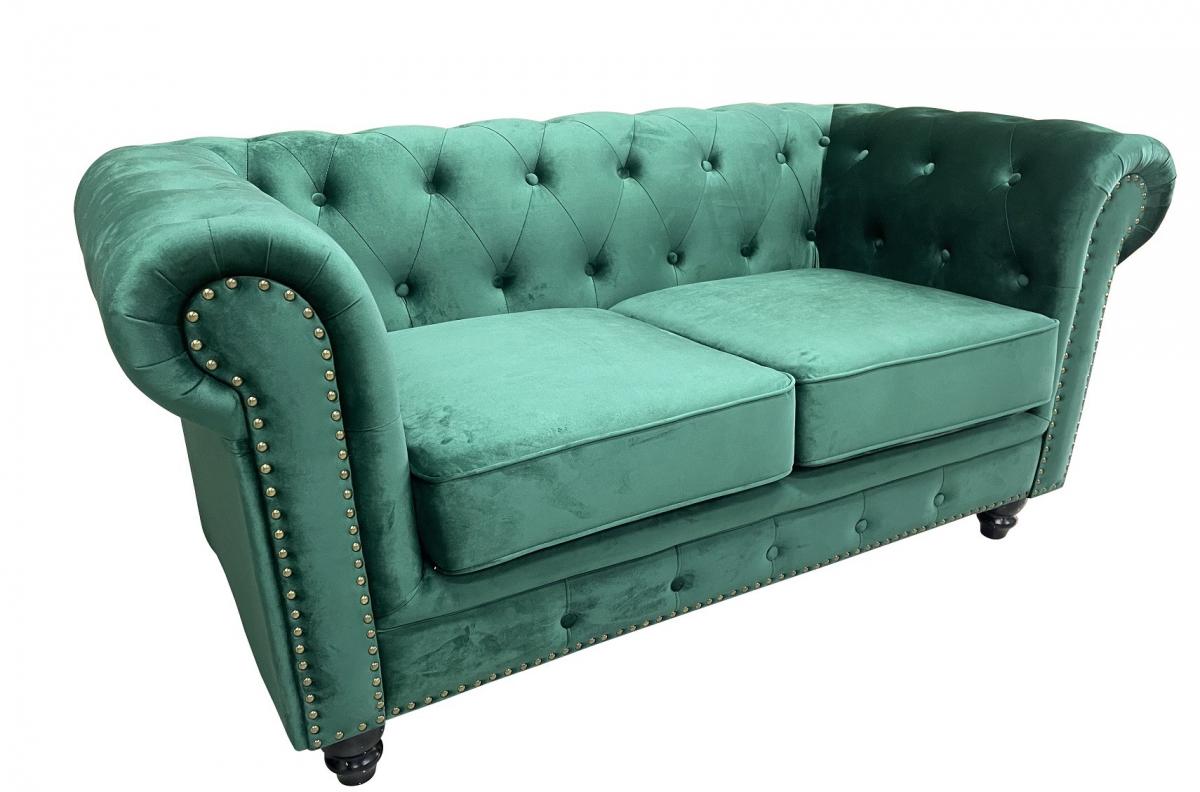 Sofá CHESTER PREMIUM, 2 plazas, tapizado velvet esmeralda