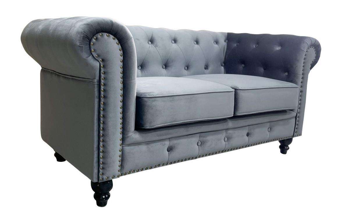 Sofá CHESTER PREMIUM, 2 plazas, tapizado velvet gris