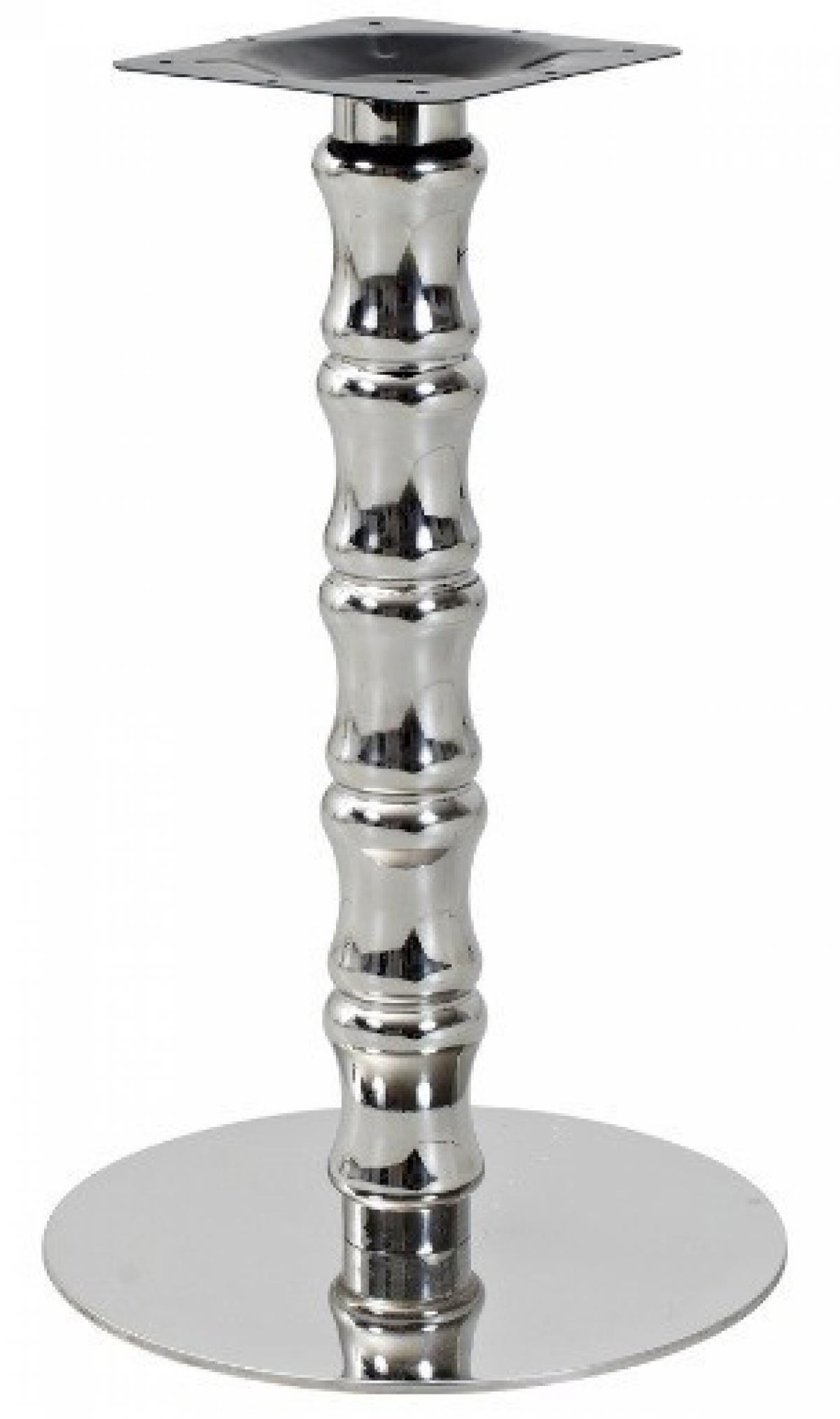 Base de mesa KARNAK, acero inoxidable, acabado espejo, base 45 cms diámetro, altura 72 cms