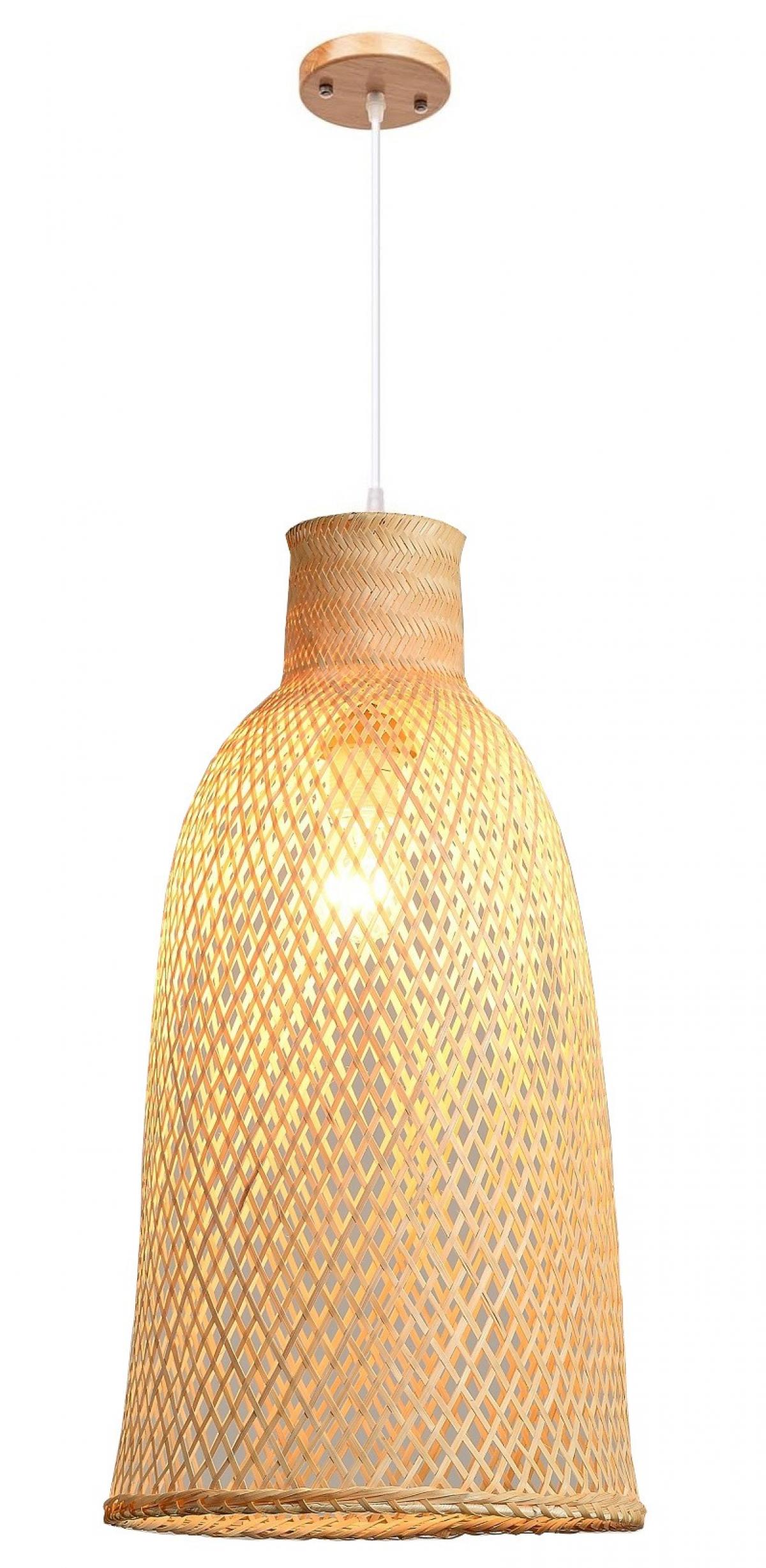Lámpara PAPUA, colgante, pantalla de bambú natural trenzado