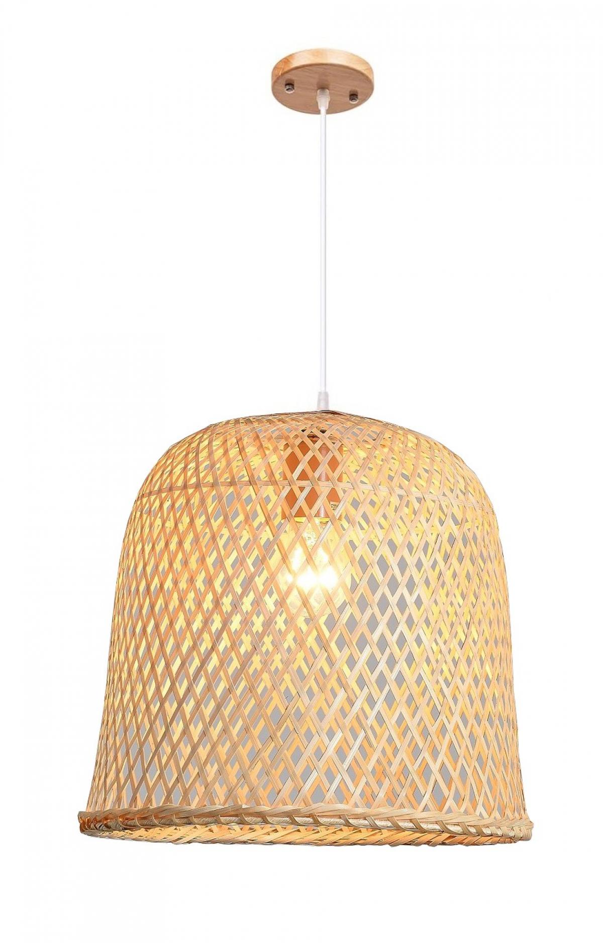 Lámpara POLINESIA, colgante, pantalla de bambú natural trenzado