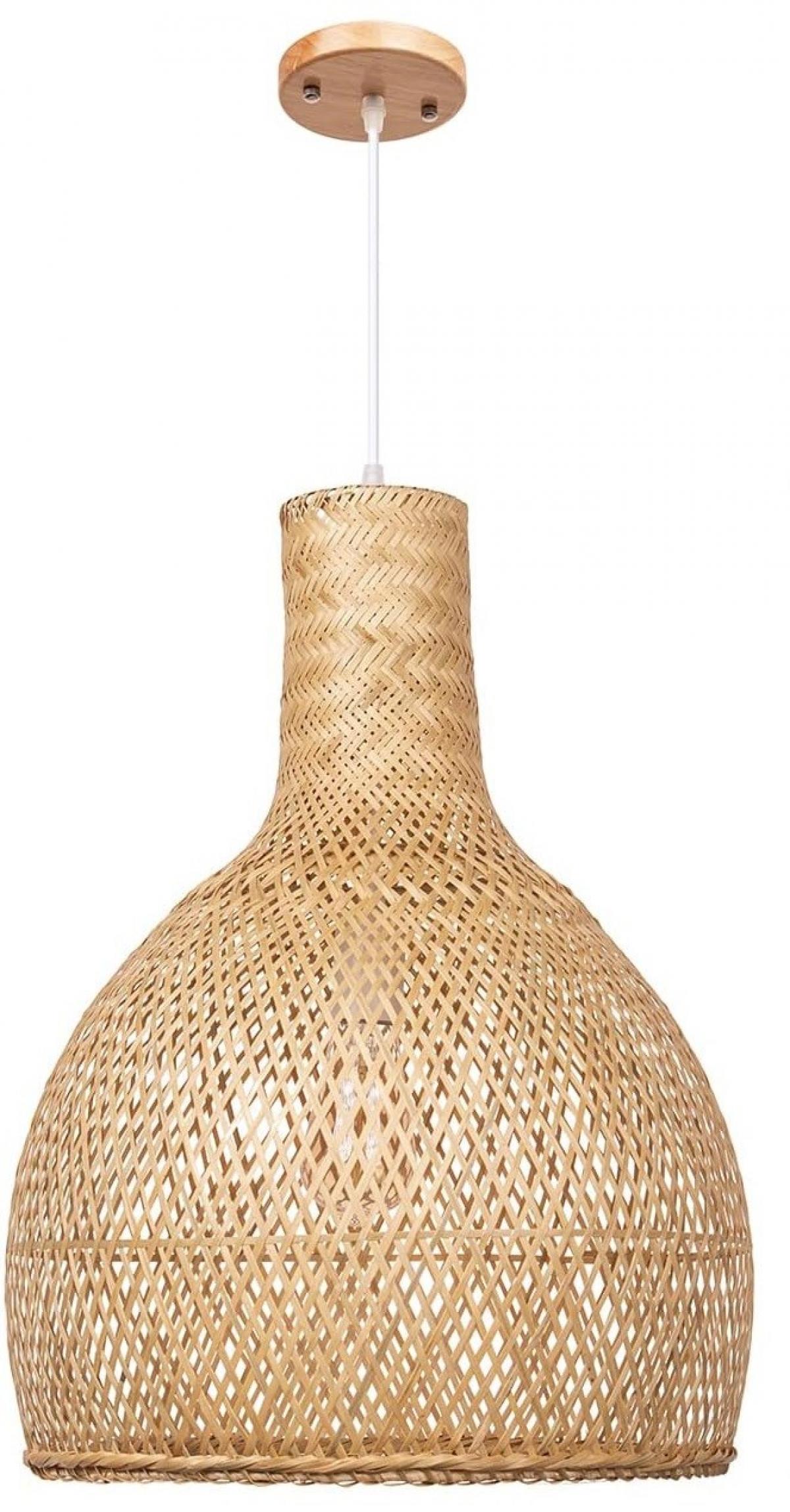 Lámpara SAMOA, colgante, pantalla de bambú natural trenzado