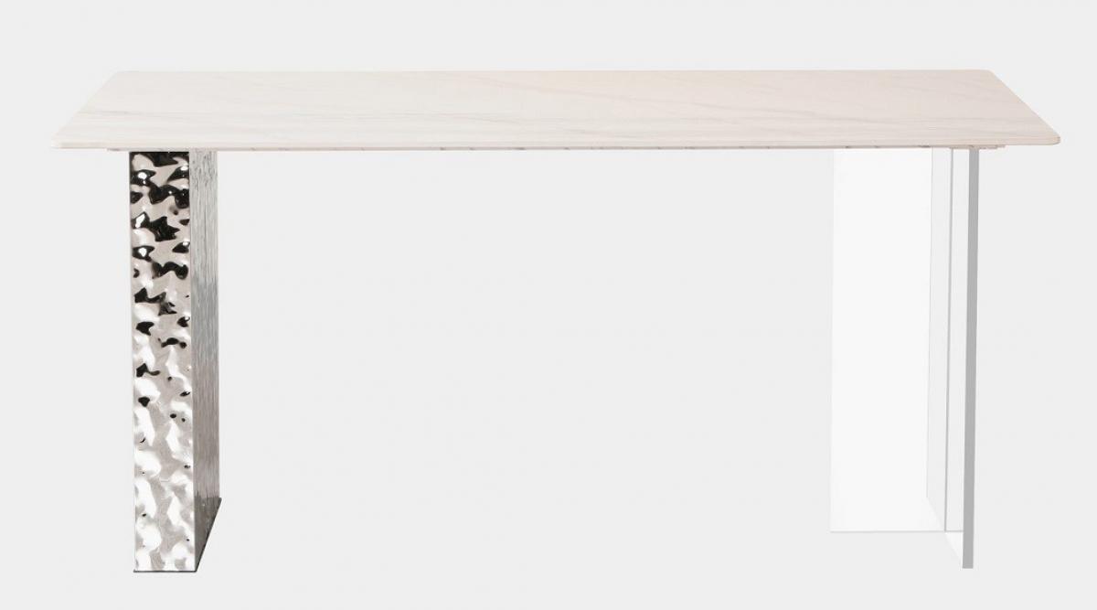 Mesa VENETO, acero inoxidable, acrílico, tapa de cerámica, 160 x 90 cms