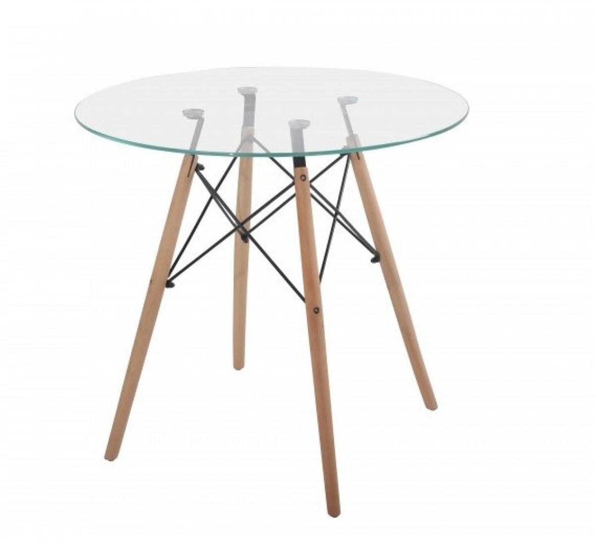 Mesa STAR, madera, cristal, 80 cms de diámetro