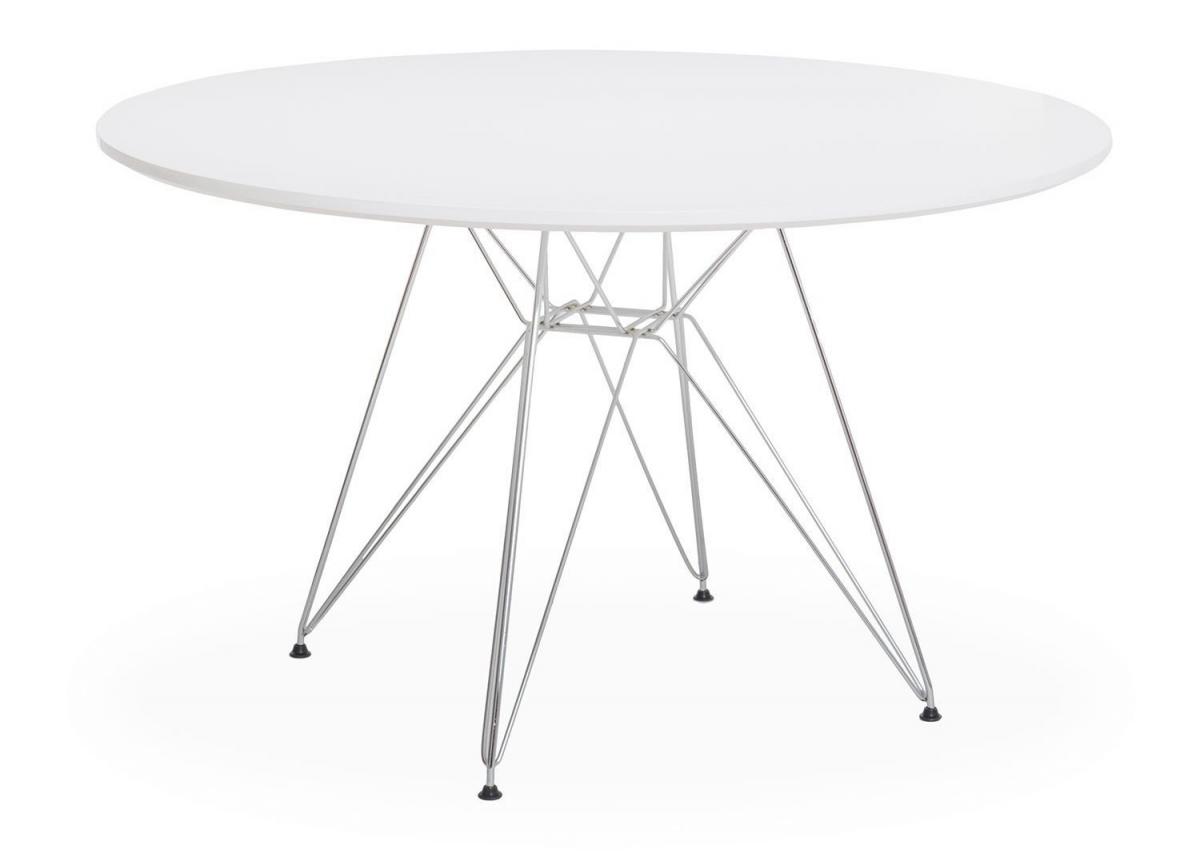 Mesa STAR, cromada, lacada blanca, 120 cms de diámetro