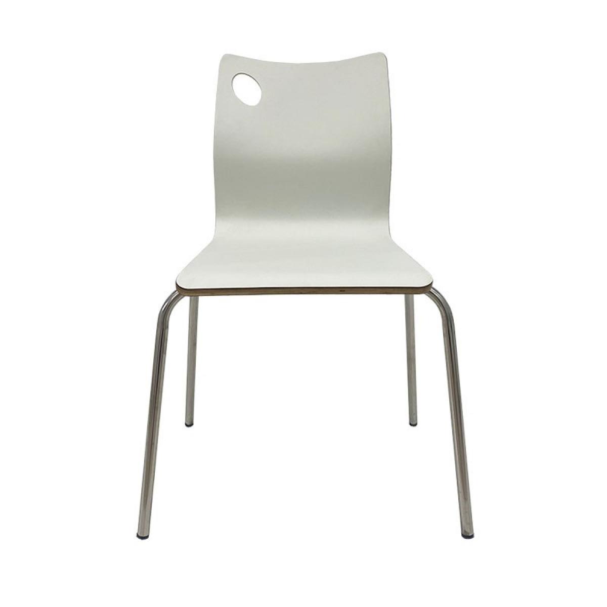 Silla AMELIE, apilable, acero inoxidable, asiento laminado HPL, blanco roto