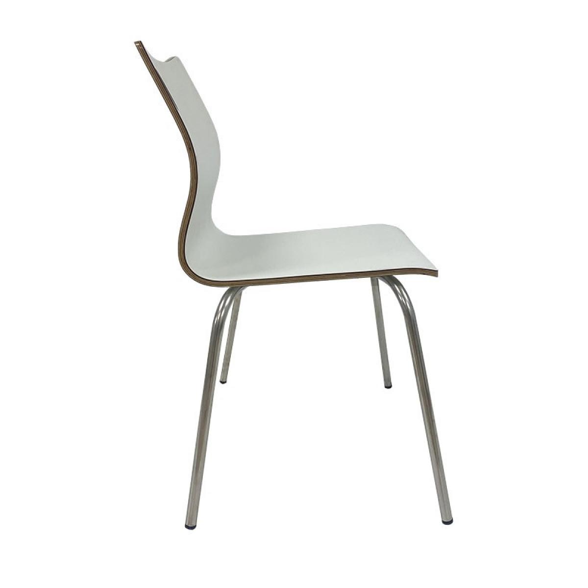 Silla AMELIE, apilable, acero inoxidable, asiento laminado HPL, blanco roto