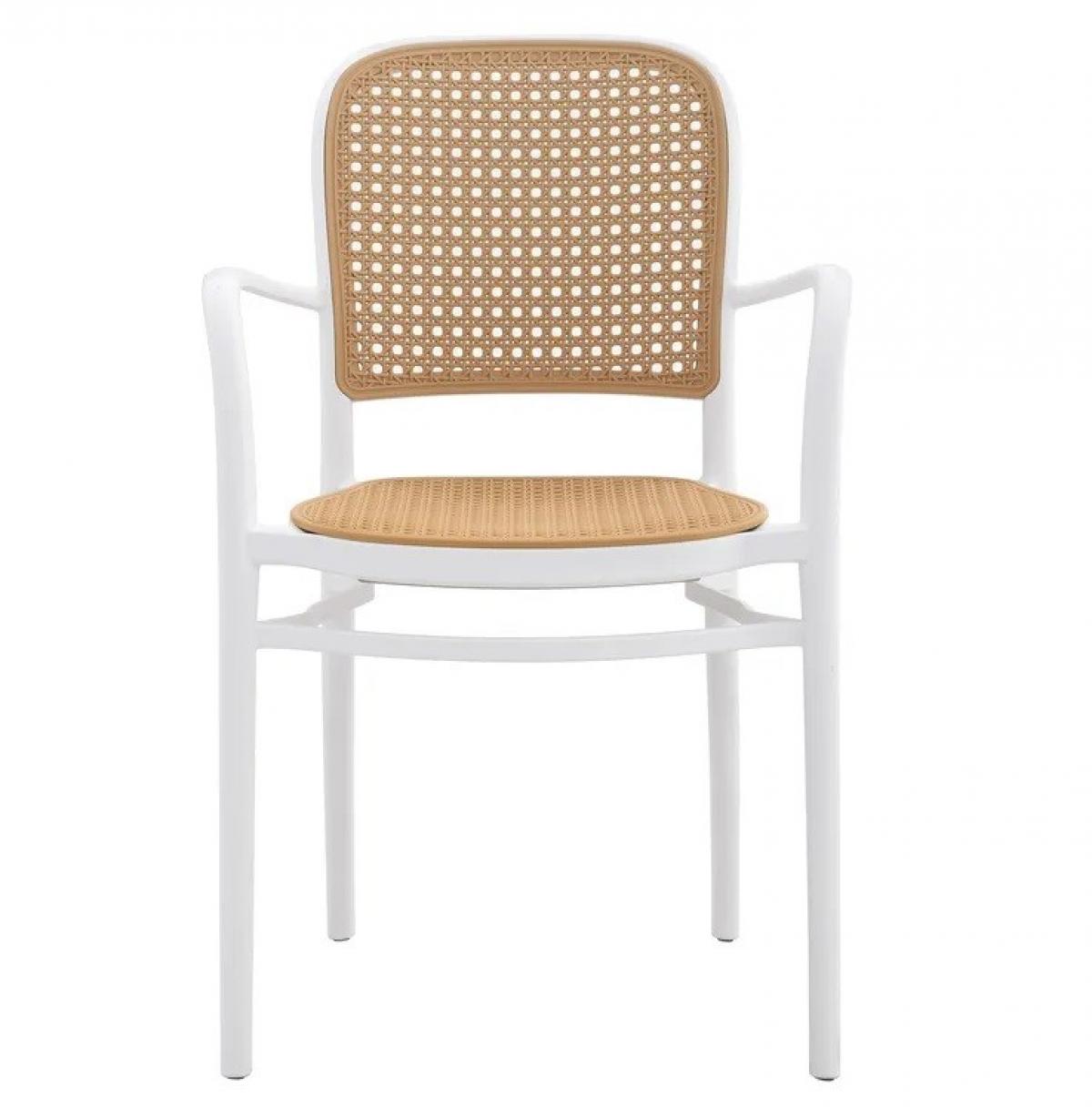 Sillón FUNCHAL, apilable, polipropileno blanco y beige