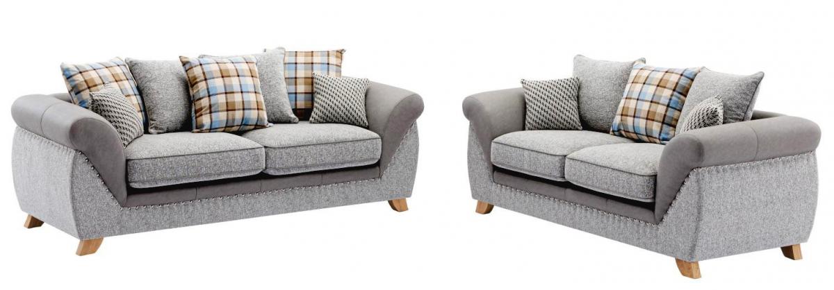 Sofá CAMBRIDGE, 2 plazas, tejido combinado gris con gris claro