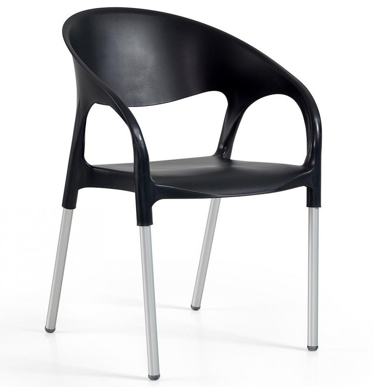 Sillón MOON, aluminio, polipropileno negro