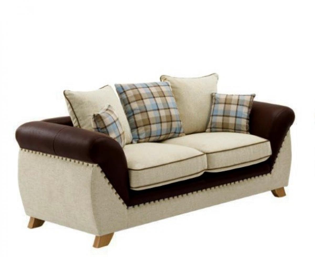 Sofá CAMBRIDGE, 2 plazas, tejido combinado marrón con beige