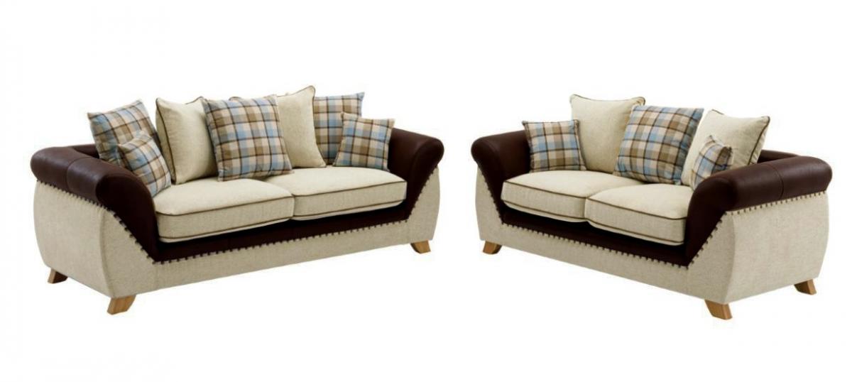 Sofá CAMBRIDGE, 2 plazas, tejido combinado marrón con beige