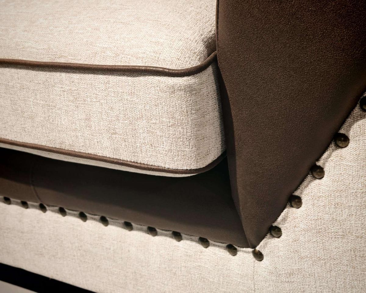 Sofá CAMBRIDGE, 2 plazas, tejido combinado marrón con beige