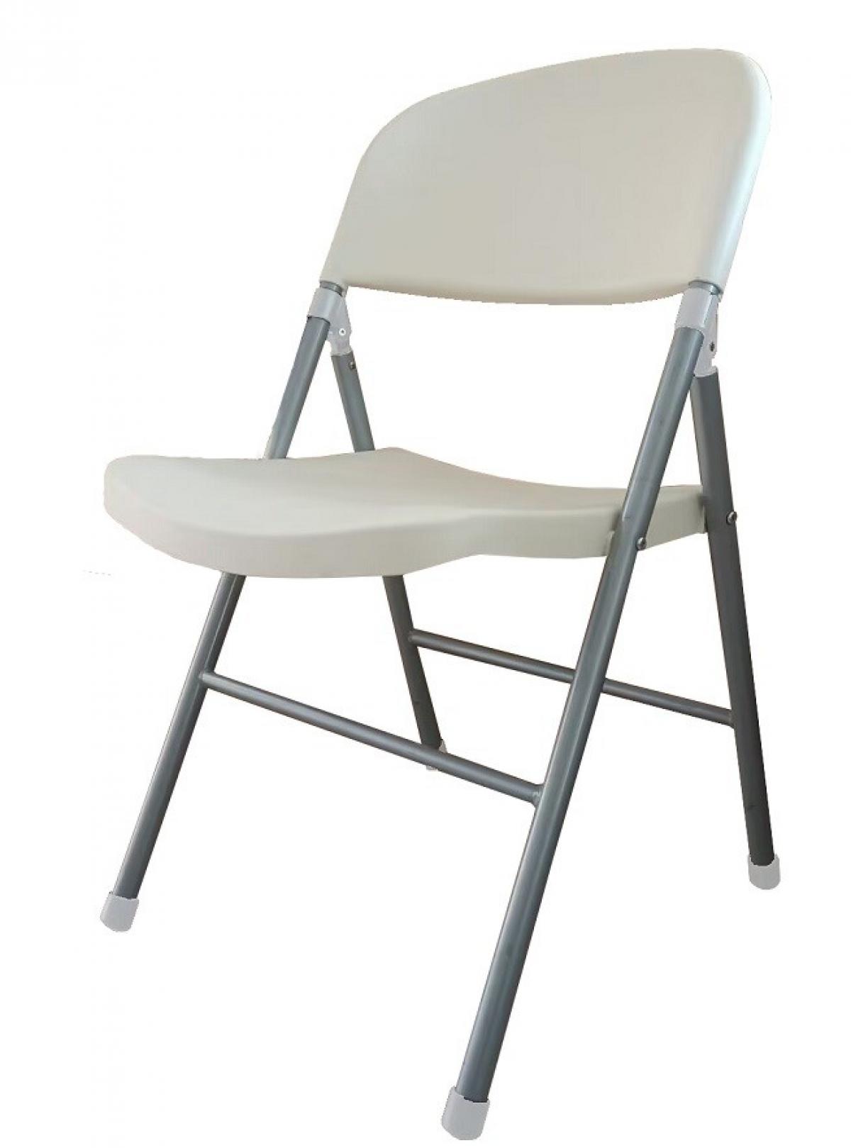 Silla BEACH, plegable, metal plata, polipropileno blanco