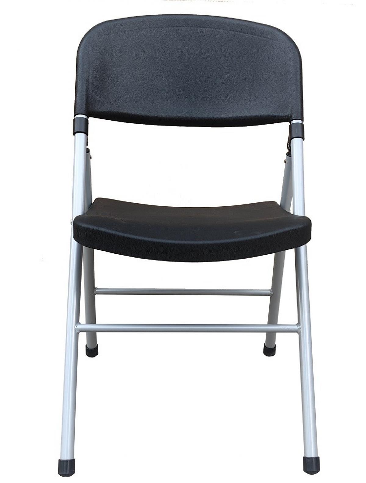 Silla BEACH, plegable, metal plata, polipropileno negro