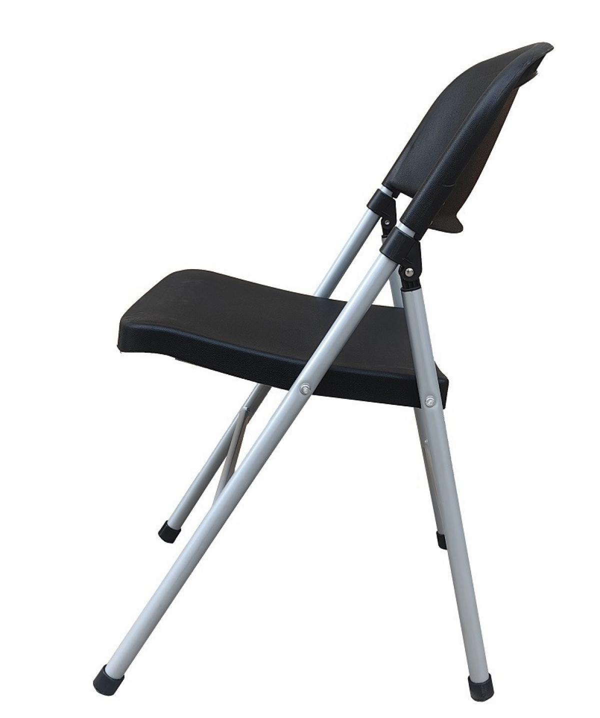 Silla BEACH, plegable, metal plata, polipropileno negro