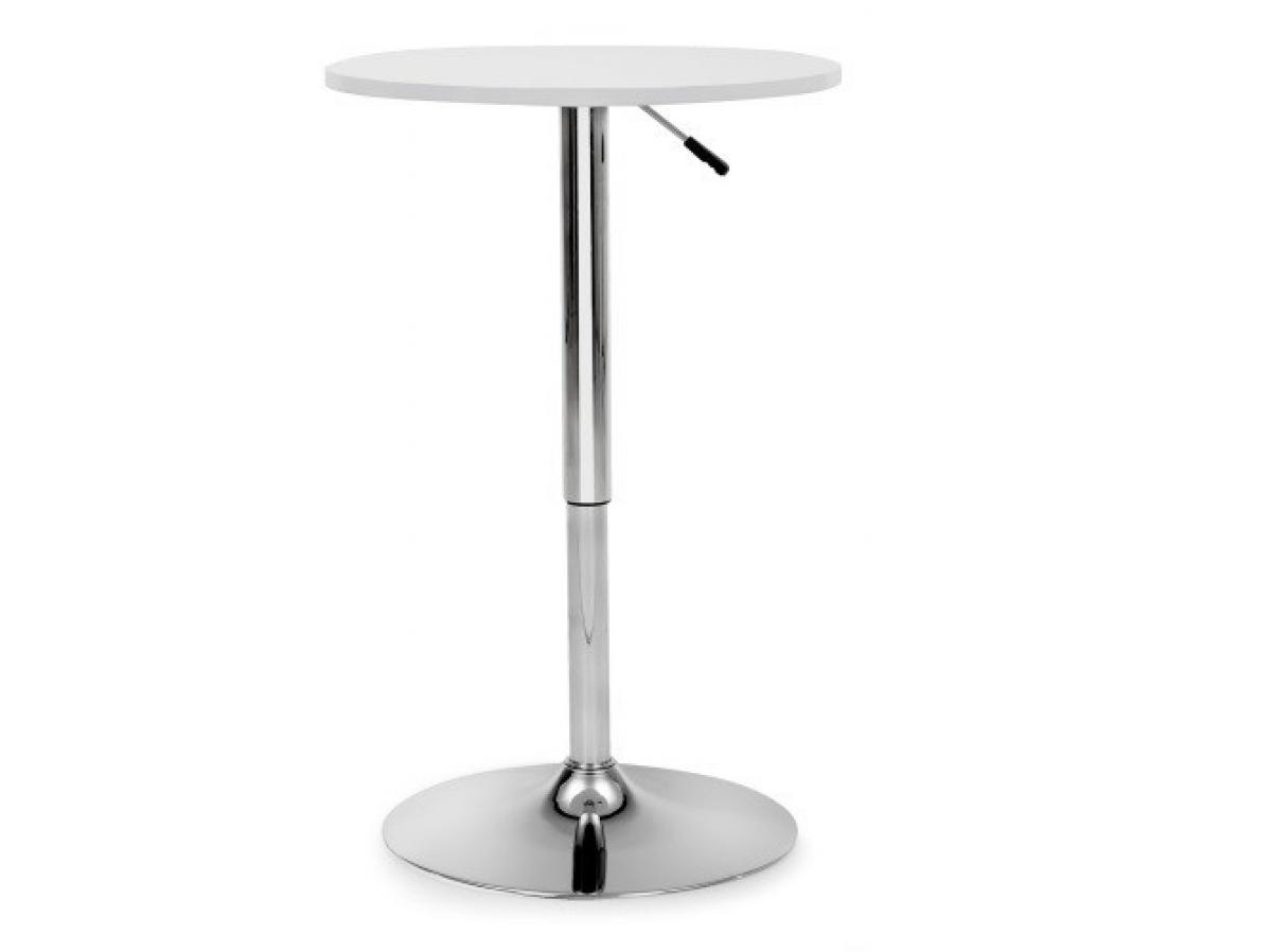 Mesa MABEL, graduable, tapa soft blanca, 70 cms de diámetro