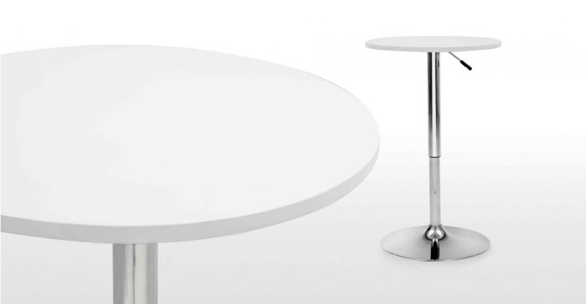 Mesa MABEL, graduable, tapa soft blanca, 70 cms de diámetro