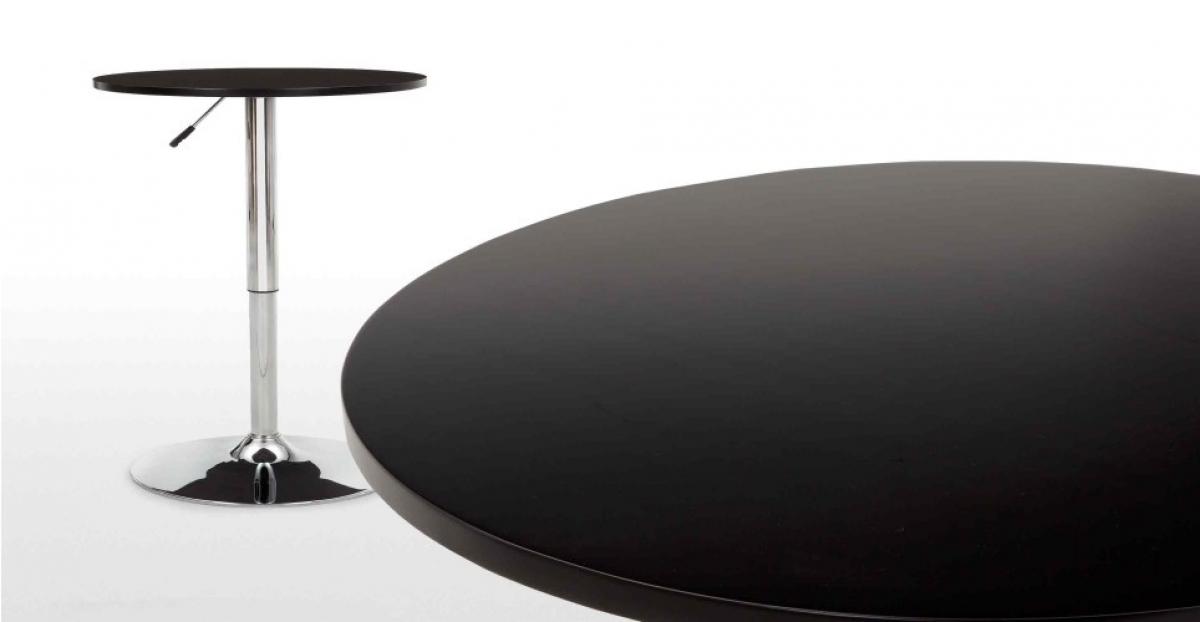 Mesa MABEL, graduable, tapa soft negra, 70 cms de diámetro