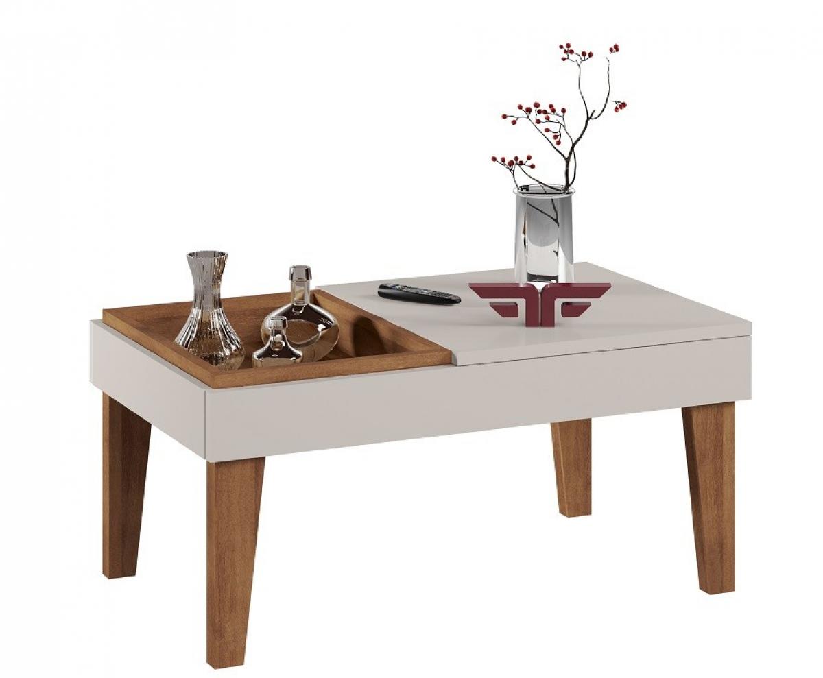 Mesa VENEZA, baja, MDP blanco roto y matte 68 x 41 cms
