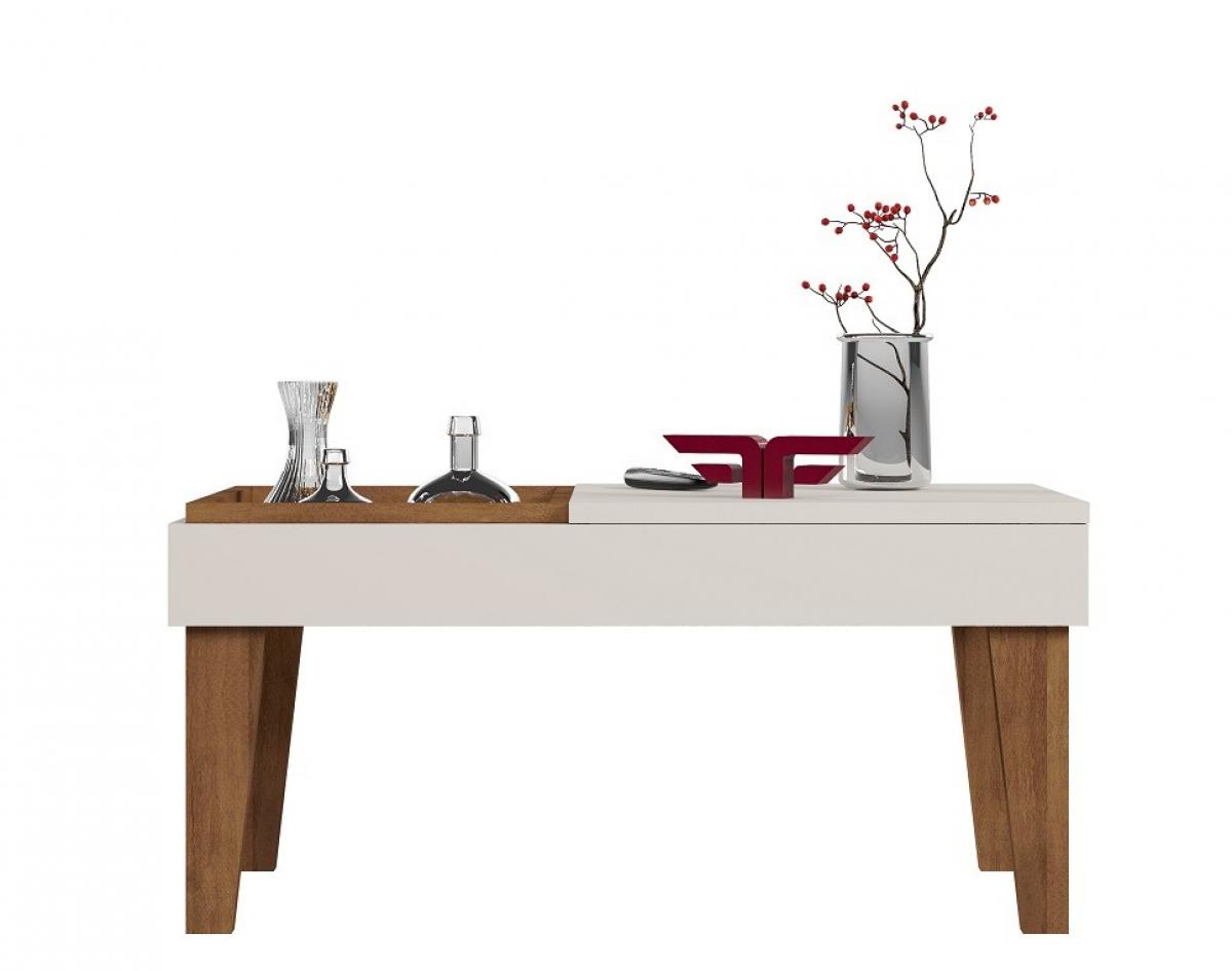 Mesa VENEZA, baja, MDP blanco roto y matte 68 x 41 cms