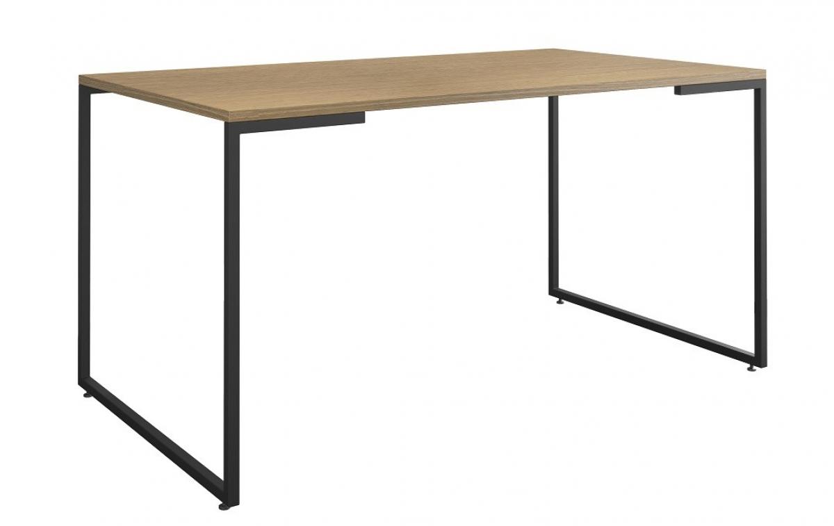 Mesa PORTO 160, metal negro, tapa MDP color miel, 160 x 90 cms