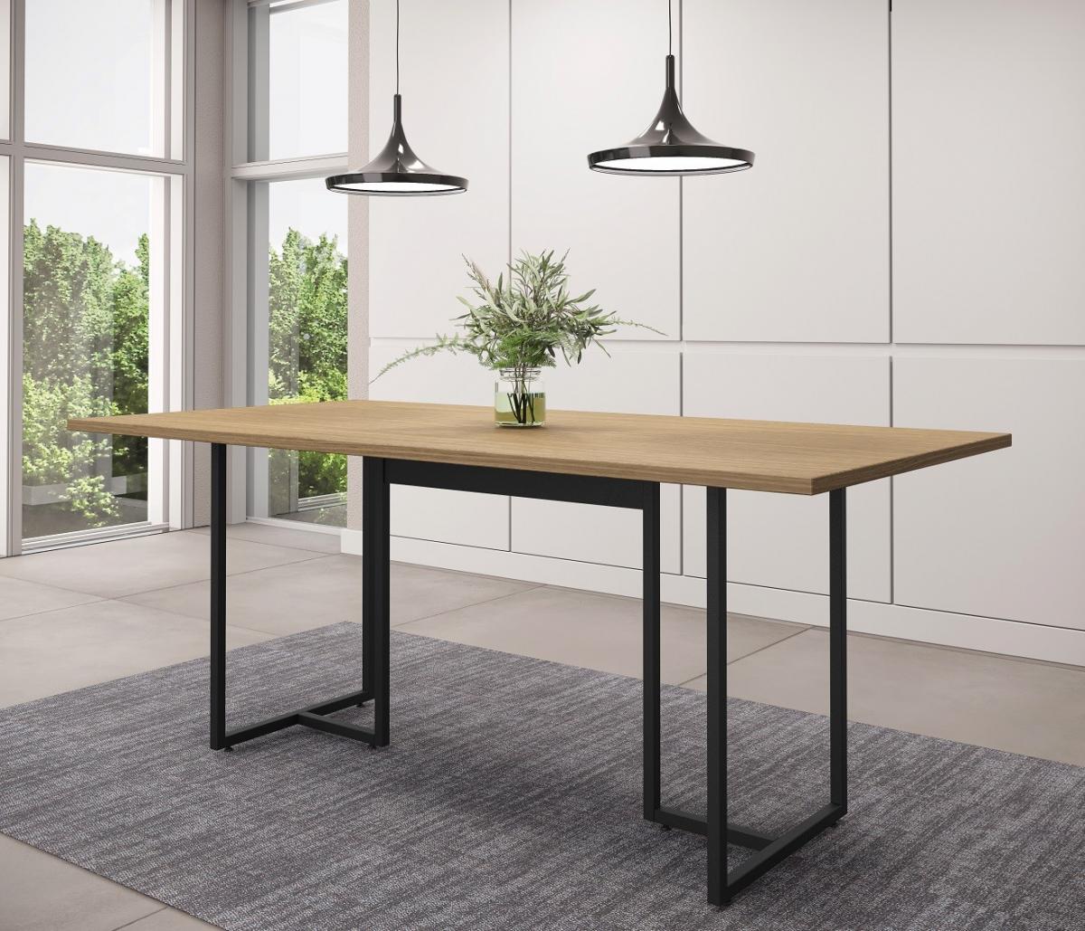 Mesa PRIME 25, metal negro, tapa MDP color avellana, 180 x 90 cms