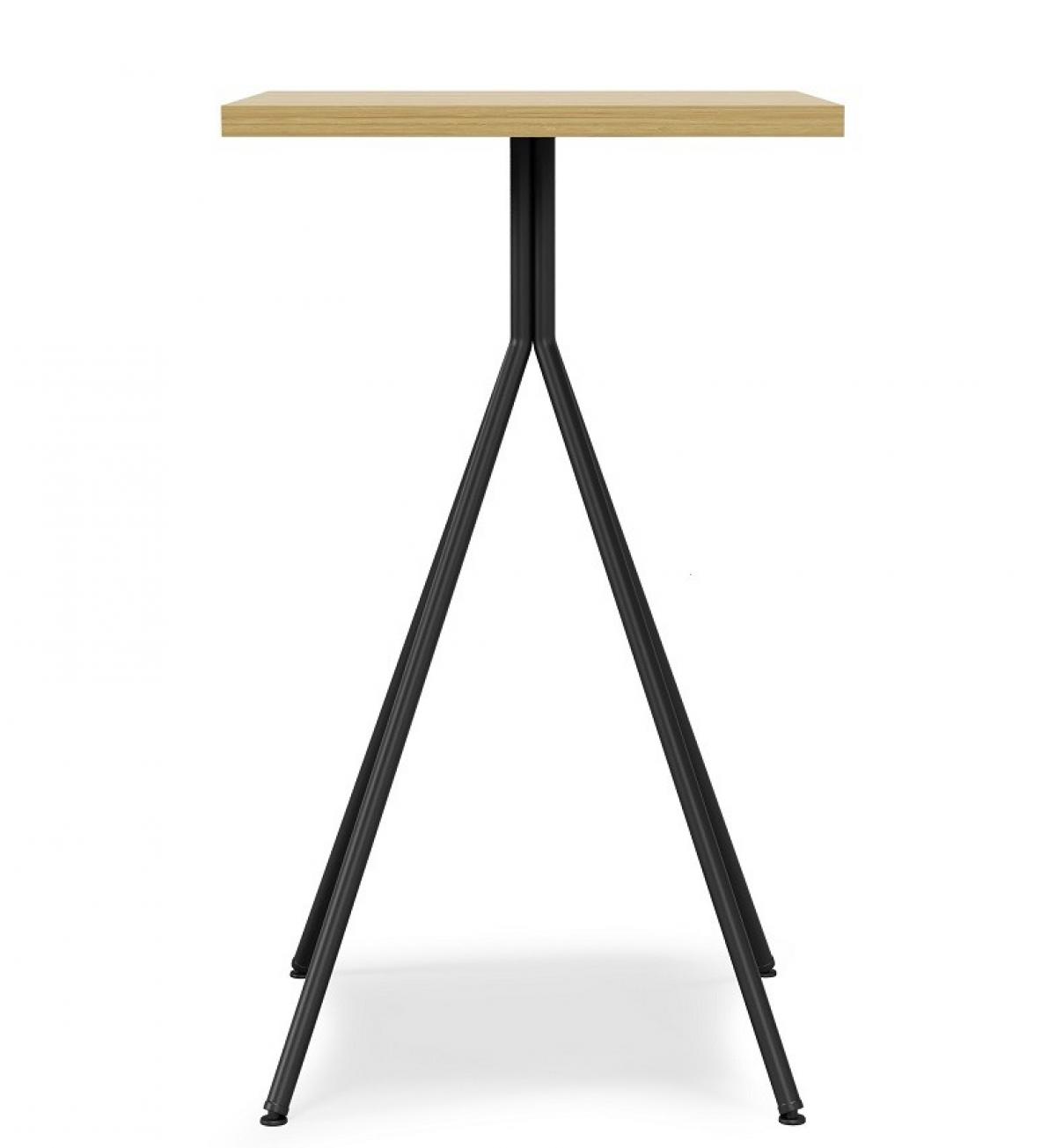 Mesa BISTRÓ, alta, metal negro, tapa de MDP color miel, 60 x 60 cms