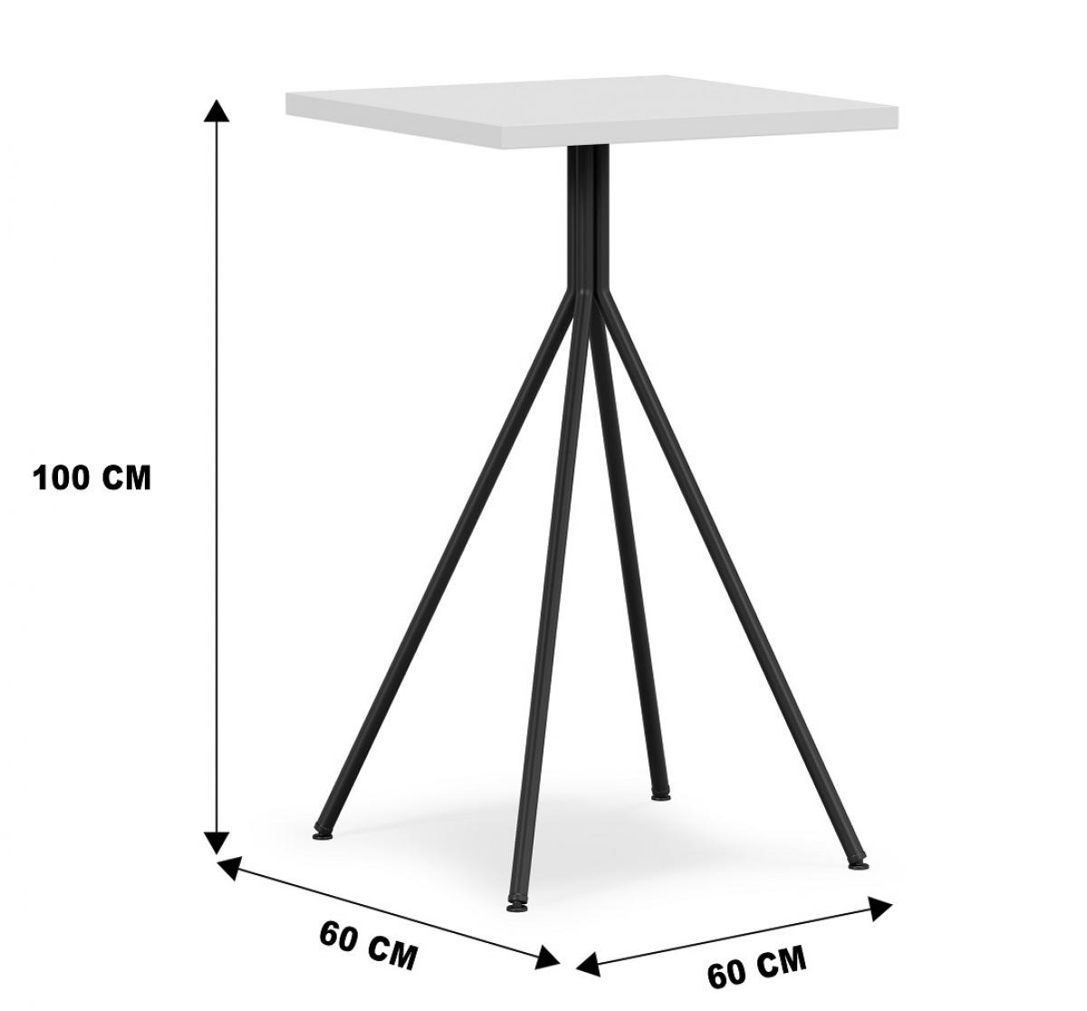 Mesa BISTRÓ, alta, metal negro, tapa de MDP color blanco, 60 x 60 cms