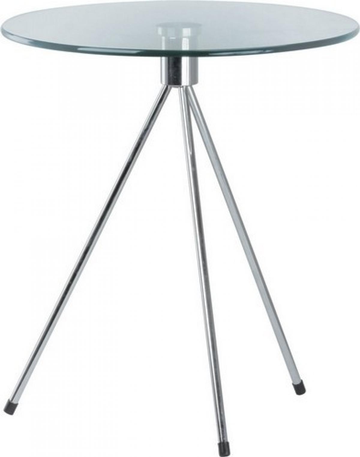 Mesa TRIPLICATE, baja, cromada, cristal,  50 cms diámetro.