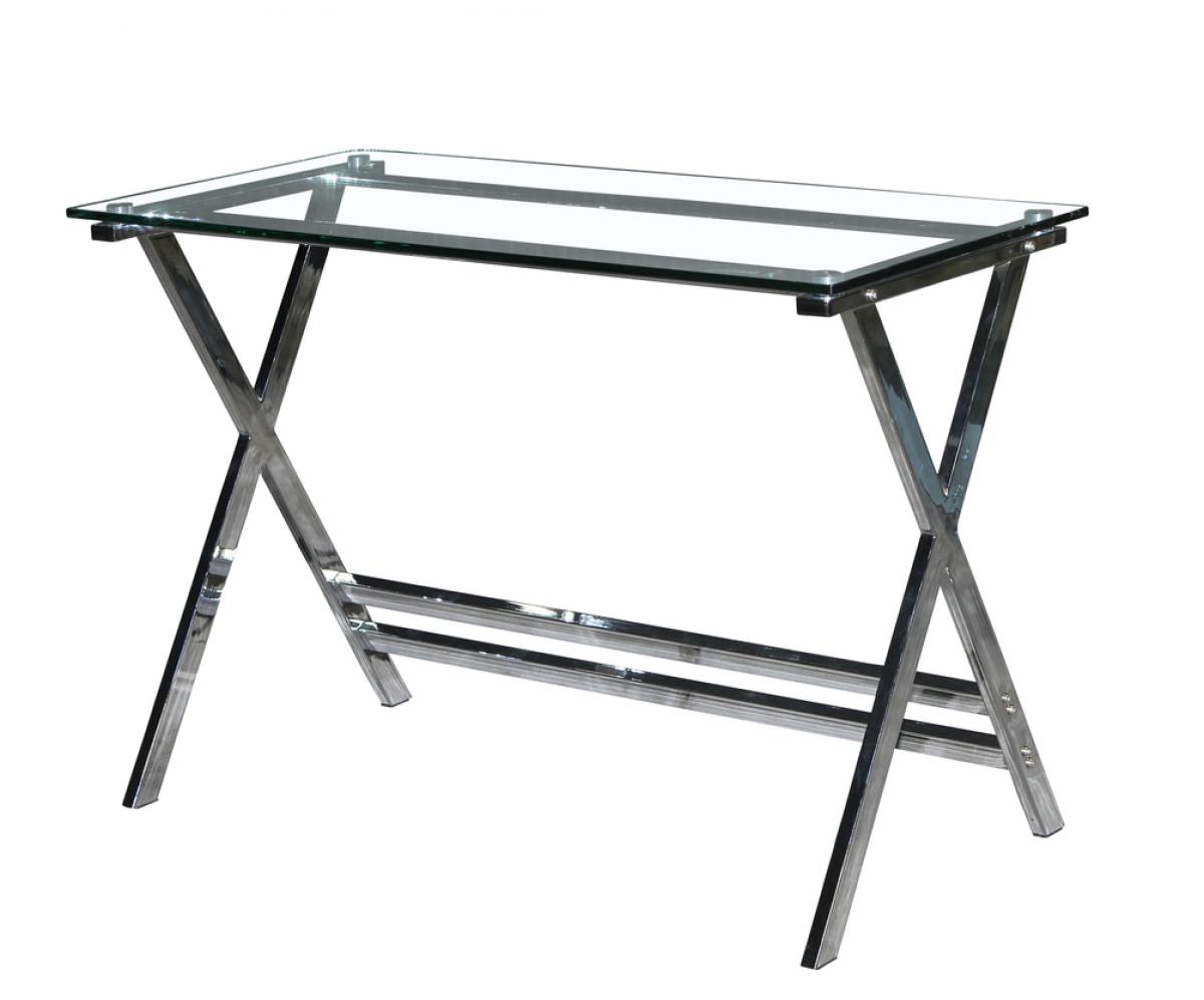 Mesa DELFOS (SU), cromada, cristal, 110 x 55 cms