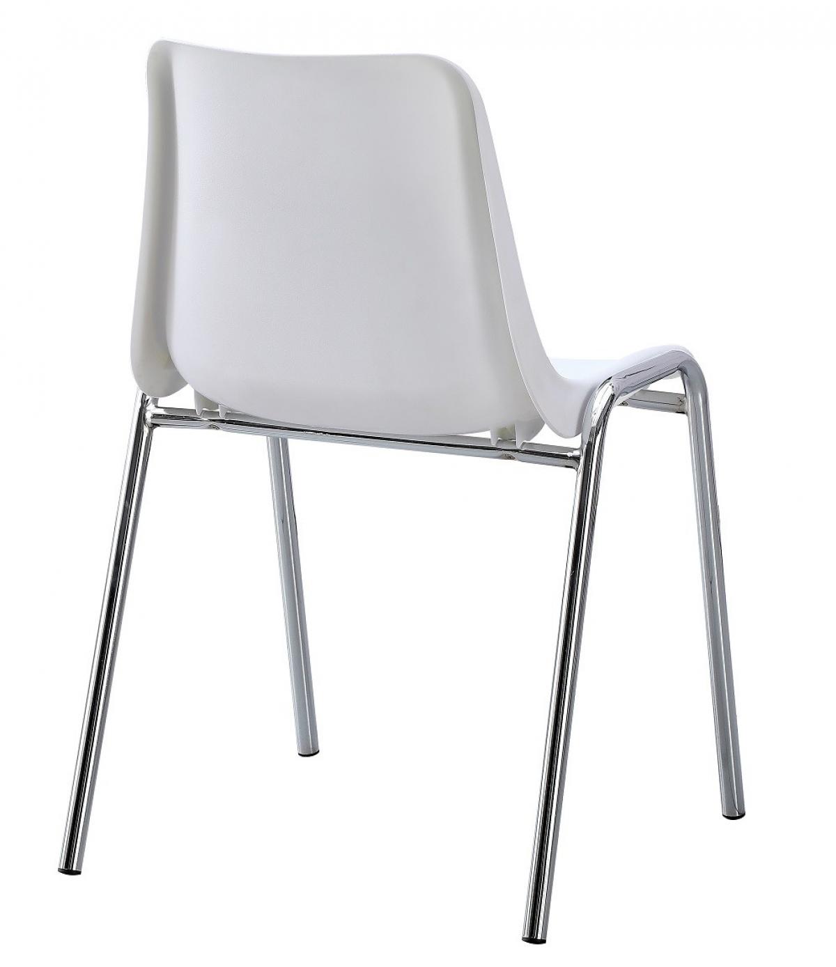 Silla CARCASA, apilable, cromada, polipropileno blanco