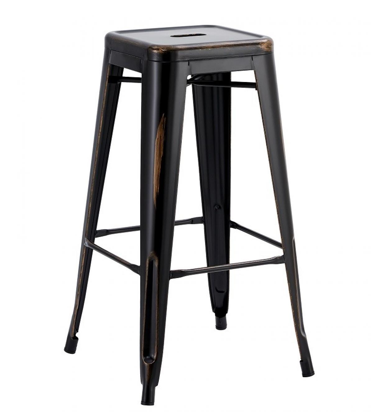 Taburete TOL EK VINTAGE, acero, negro
