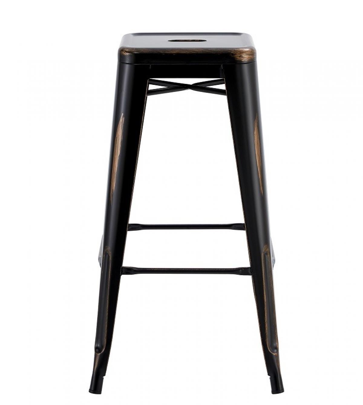 Taburete TOL EK VINTAGE, acero, negro