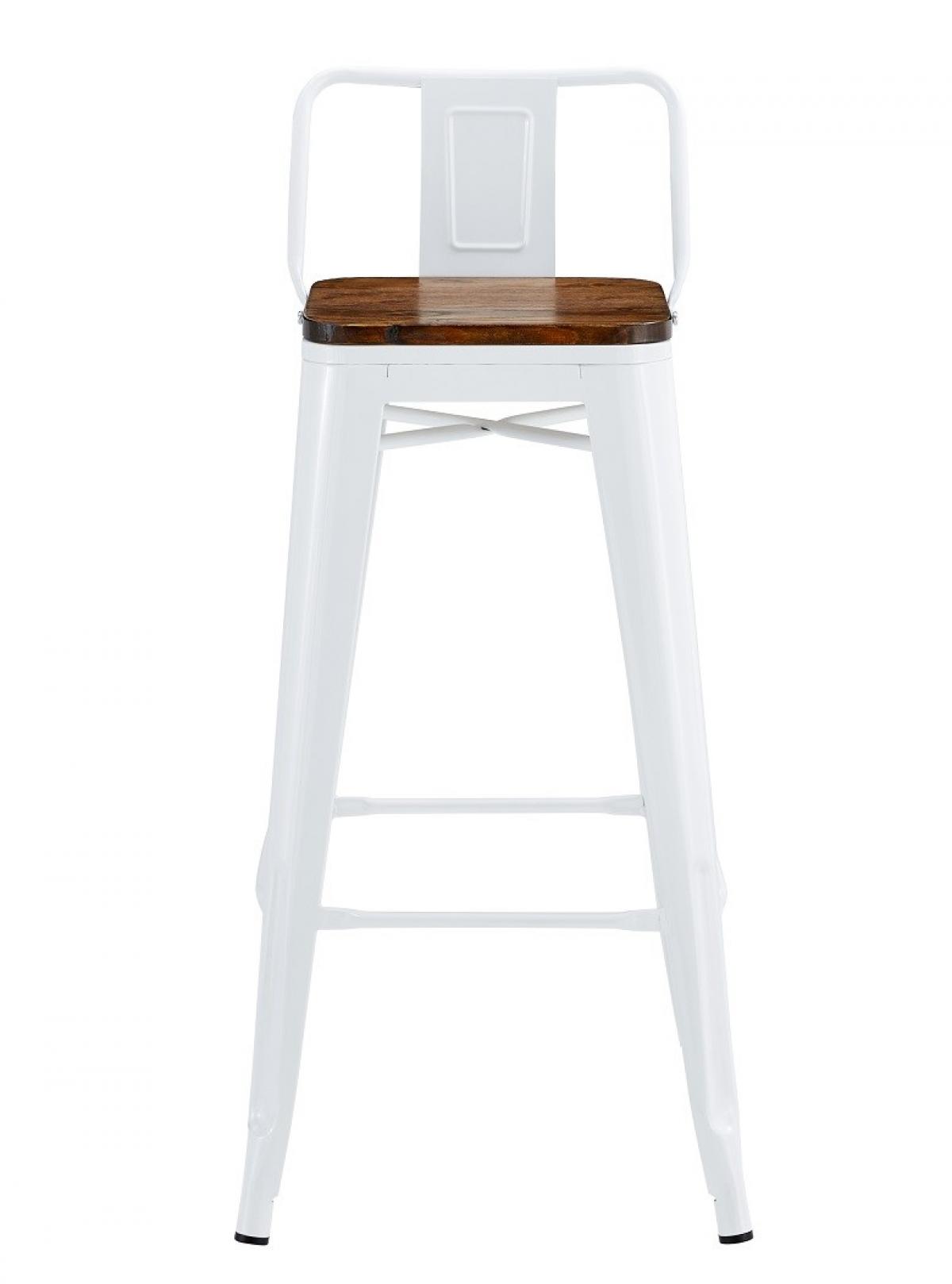 Taburete TOL R1 EK WOOD, acero, blanco, asiento madera