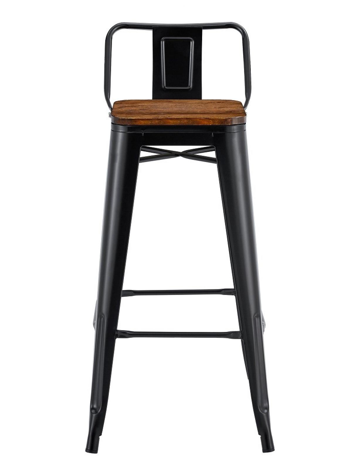 Taburete TOL R1 EK WOOD, acero, negro, asiento madera