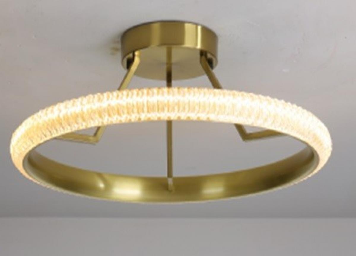Lámpara BERKA TRE60, de techo, aluminio, dorada, acrílico, led
