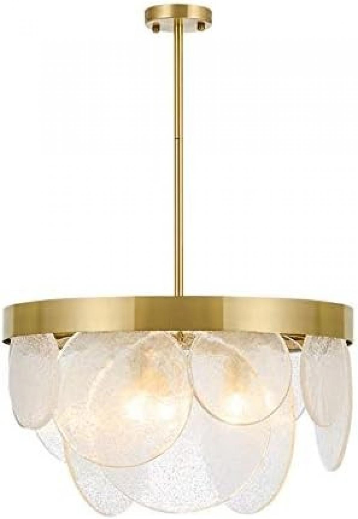 Lámpara NOHRA, colgante, metal dorada, cristal