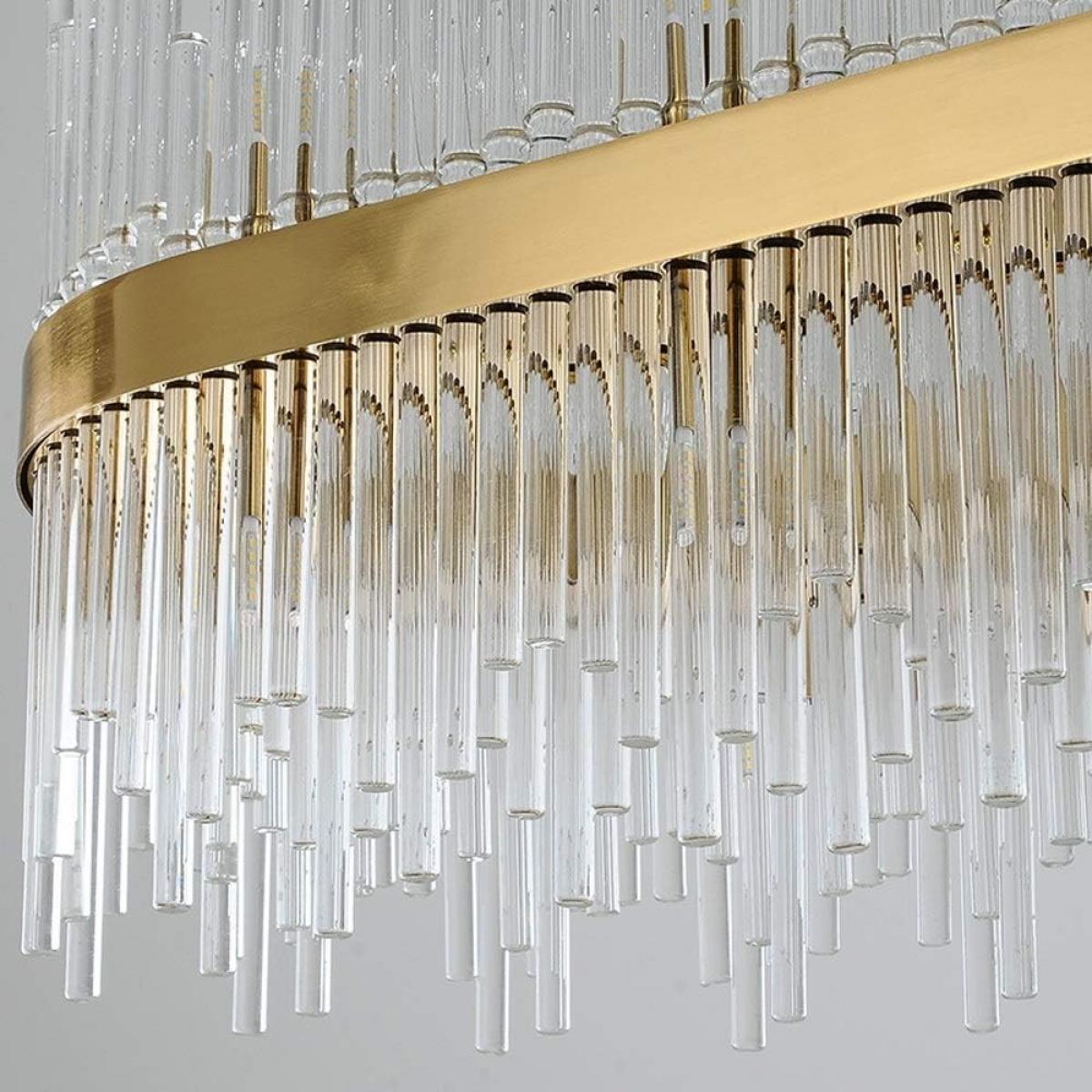 Lámpara WEIRA, colgante, metal dorada, cristal, led