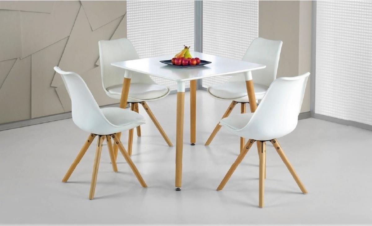 Mesa NURY  (SU), madera, tapa lacada blanca, 80 x 80 cms