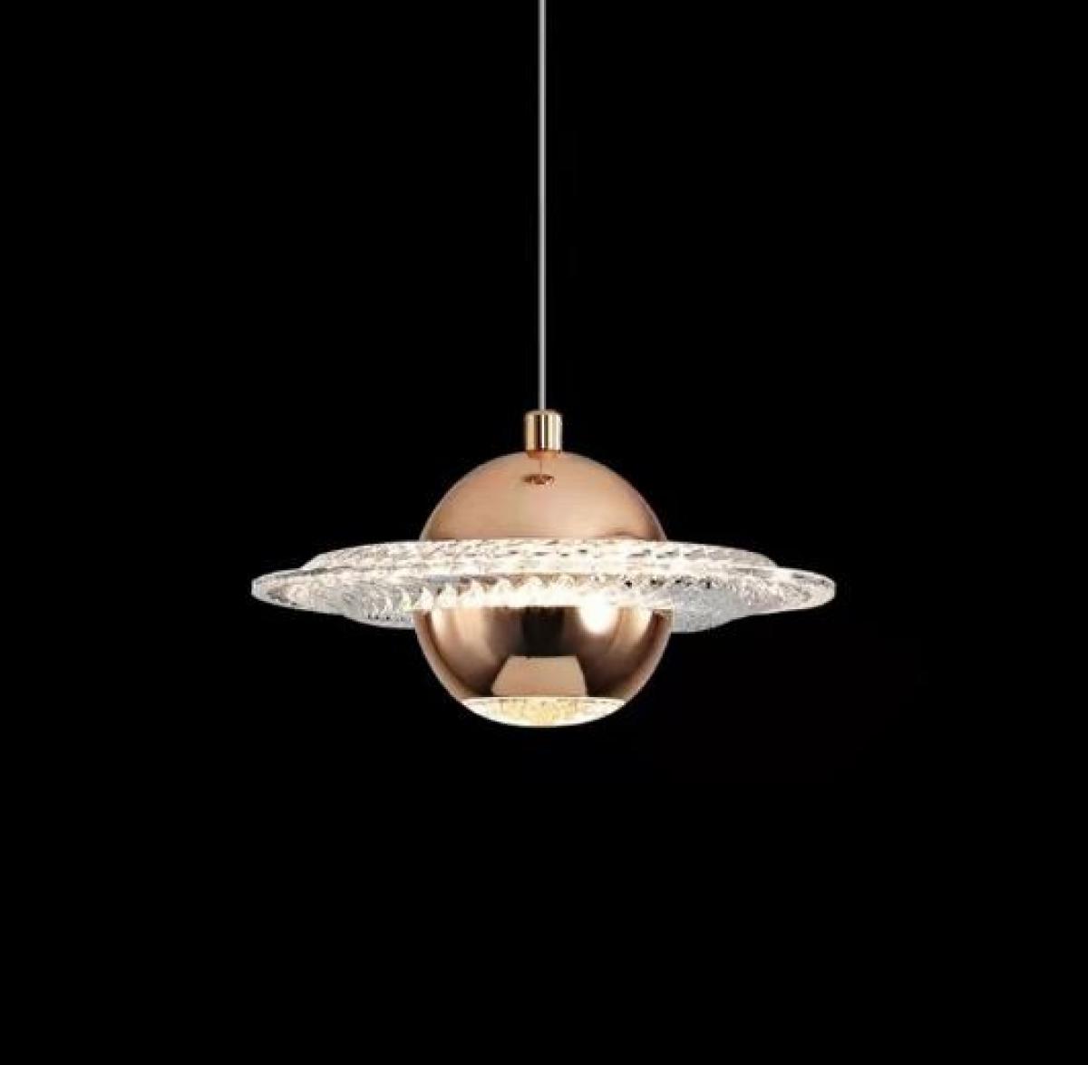 Lámpara NEVIGES, colgante, metal dorada, acrílico, led