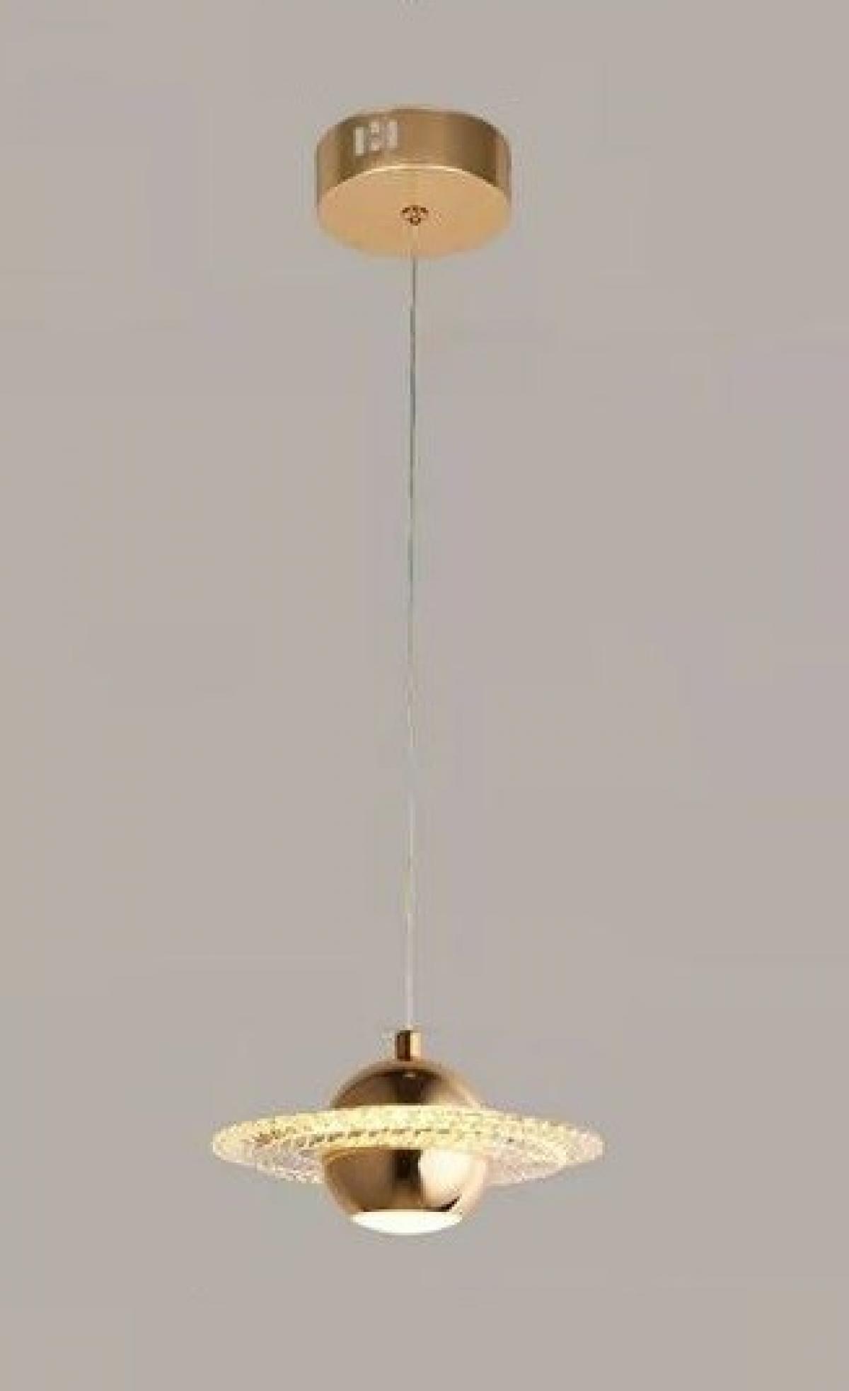 Lámpara NEVIGES, colgante, metal dorada, acrílico, led